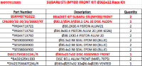 SUBARU RACE KIT SPARE PARTS