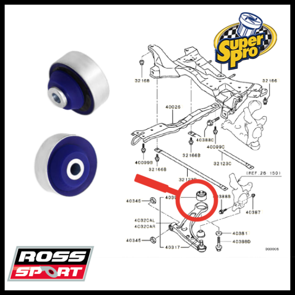 SuperPro: Front Lower Arm Rear Bush (Big) - Caster Increase - Evo 7-9