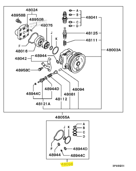 Evo 1-2 P/S Pump Repair Kit