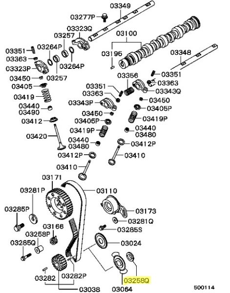 Spacer, timing belt train