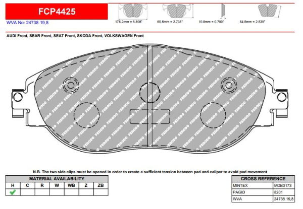 Ferodo: FCP4425 - DS2500 Brake Pad Set