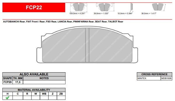 Ferodo: FCP22 - DS2500 