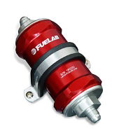 FUELAB: 848 SERIES IN-LINE FUEL FILTER WITH CHECK VALVE: -8AN INLET/OUTLET