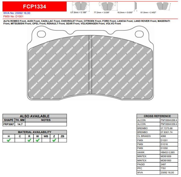 Ferodo: FCP1334 - Select Compound 