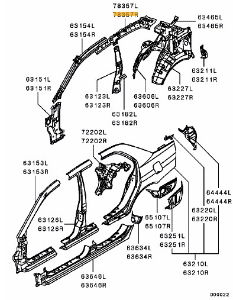 Rail roof side inr. RH