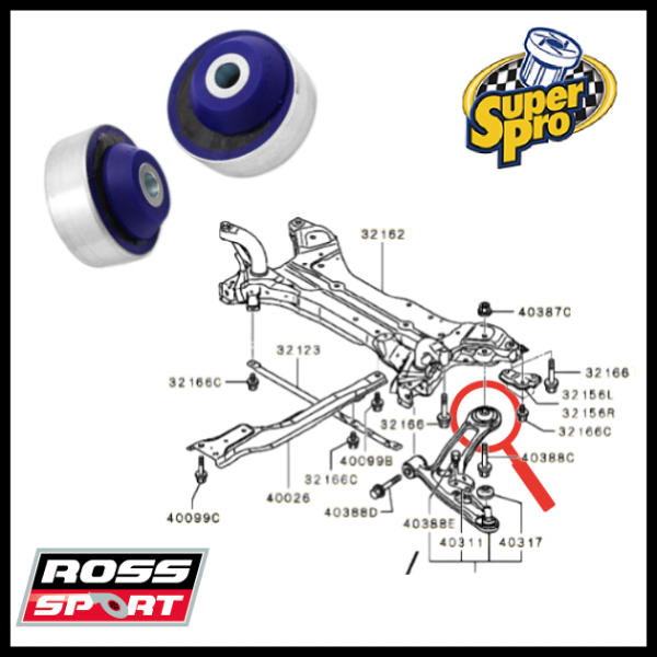 SuperPro: Front Lower Arm Rear Bush (Big) - Caster Increase - Evo X