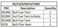 Fuel Tank and Filler Neck Bolt Kit : EVO X - RS/CH/X/NECK/TANK