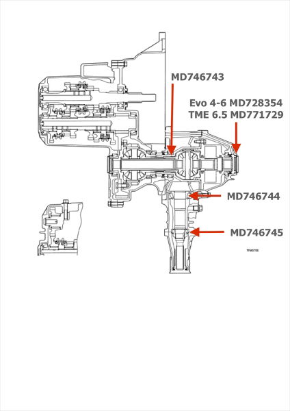 Evo 4-6.5 Transfer Box Bearings