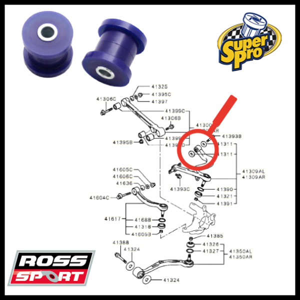 SuperPro: Rear Upper Arm Bush Rear - Evo 4-9