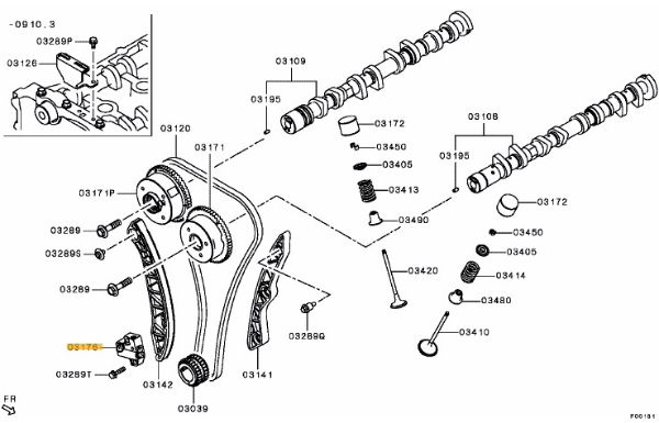 Tensioner, timing chain Evo X