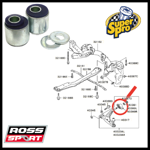 SuperPro: Front Lower Arm Rear Bush Steer Correct - Evo 1-6