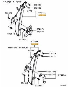 Regulator FR door window RH